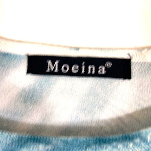 Moeina Womens Blue Embordered Knit Top Pull Over Floral Sequin Beaded No Tag (M) - Picture 4 of 5